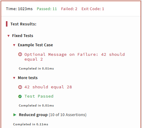 Output window example